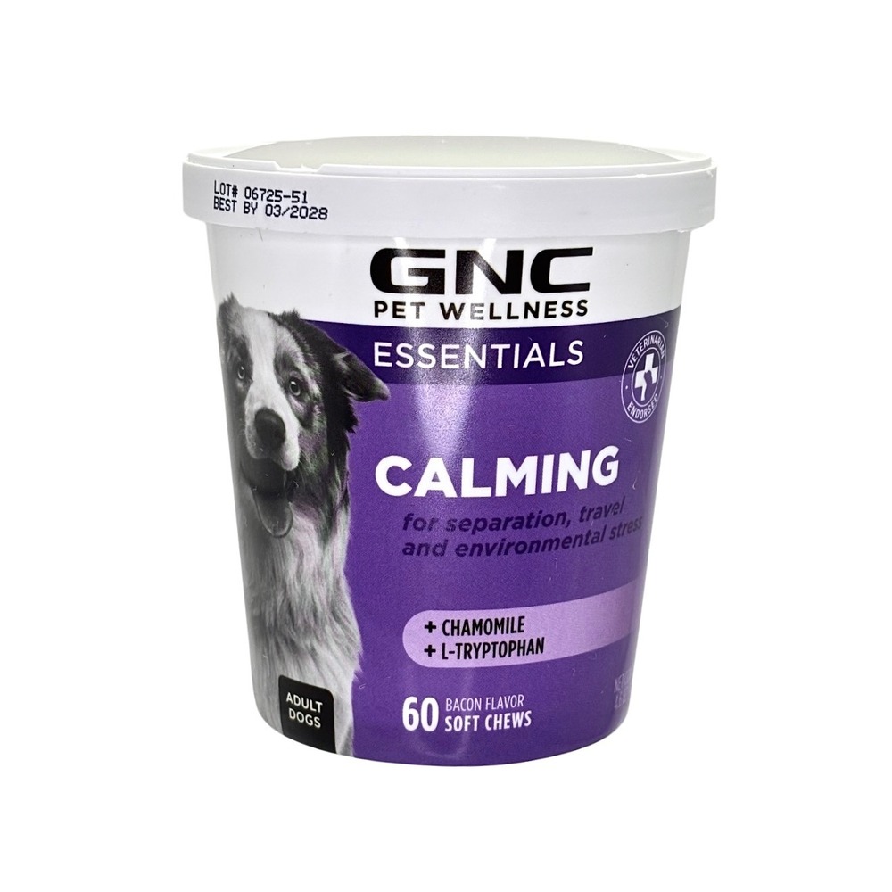 GNC Pet Wellness Essentials Calming Dog Chews Bacon Flavor‎ 60 Count NEW